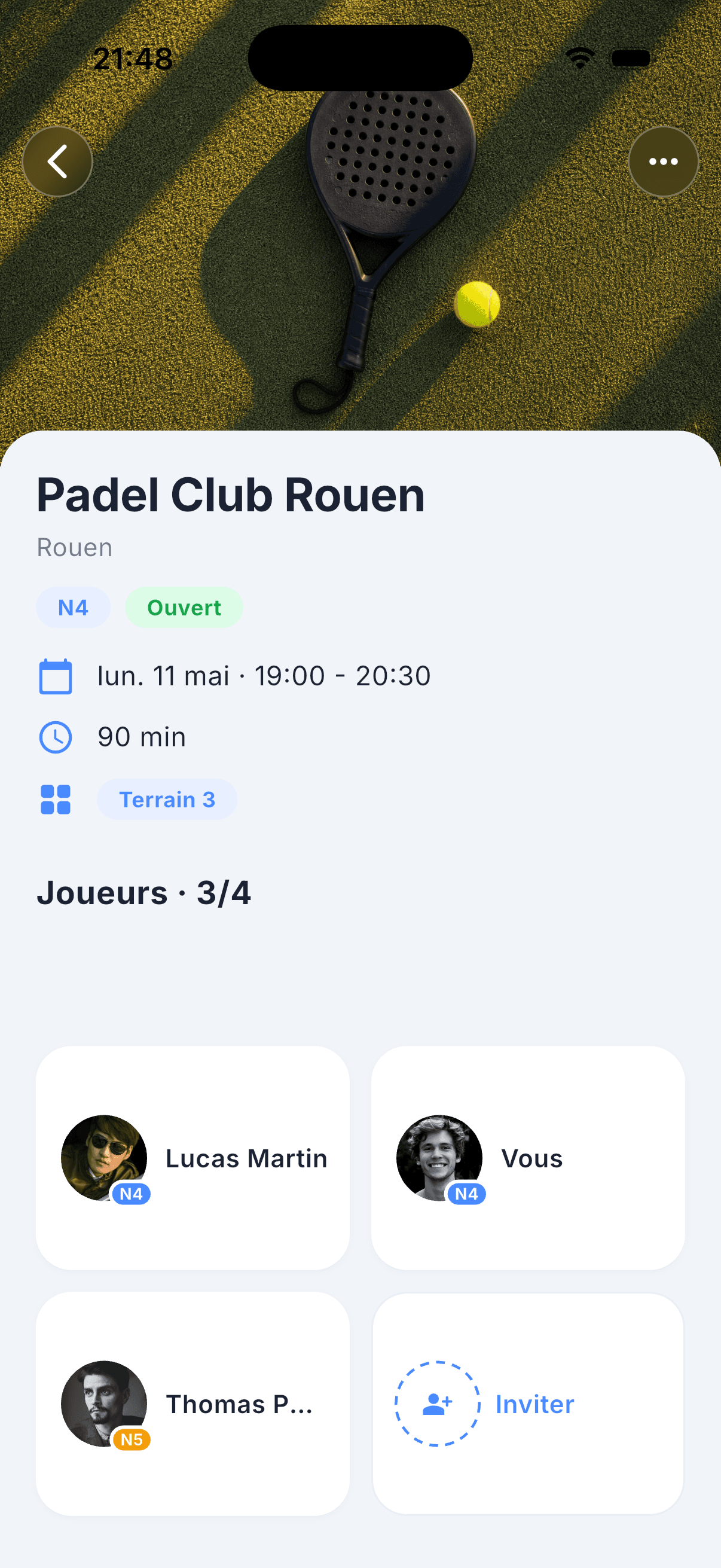 Écran EZPadel, Tu joues au club, comme d'habitude.